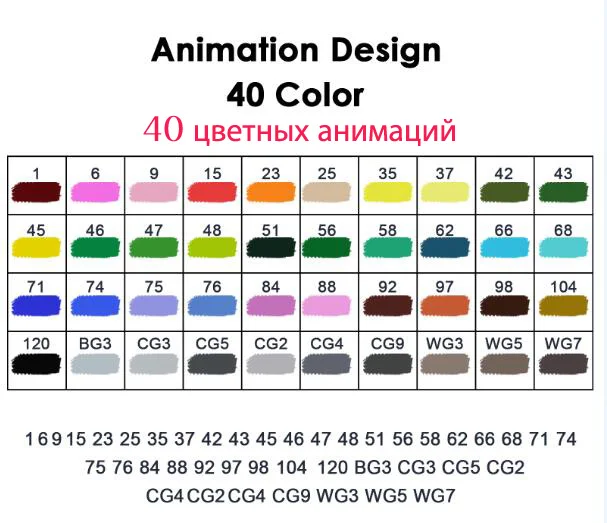 TOUCHNEW T7 Двойные наконечники маркеры для эскизов Креативный дизайн 40/60/80/168 Цвет маркер для белой доски на спиртовой основе рисунок товары для рукоделия с подарками - Цвет: Animation 40pcs