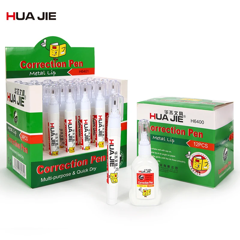 

Large Capacity Quick Dry 12/24Pcs Correction Fluid Creative Correction Pen Error Corrector Tape School Stationery Supplies H6400