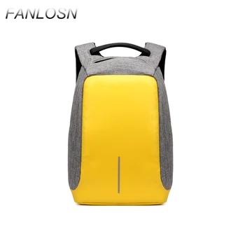 

FANLOSN brand Anti-theft backpack Men's waterproof package Male business computer backpack USB package Bag with luminous strip