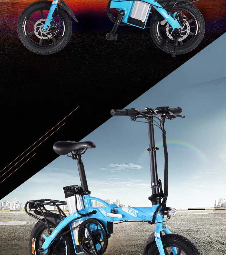 Excellent 14 Inch Mini Folding Electric Bicycle Electric Bicycle Driving 48v12ah Generation Removable Lithium Battery Smart Ebike City 12