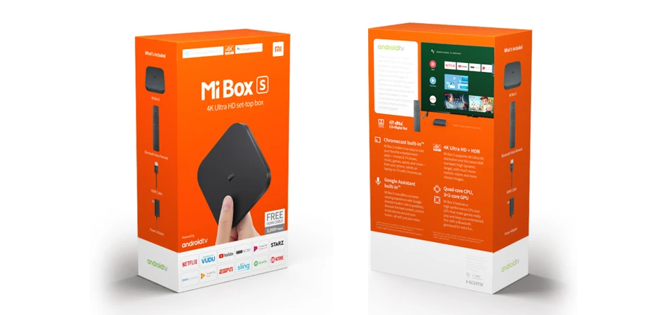 Глобальная версия оригинальная Xiaomi mi коробка S Smart tv Box 4 Android 8,1 4 к четырехъядерный 2 ГБ 8 ГБ HD mi 2,4 г 5,8 Г WiFi Bluetooth 4,2 ТВ коробка