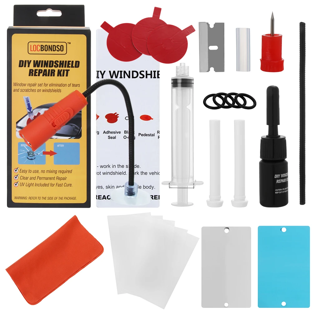 1Set Windshield Repair Kit with UV Lamp Car window Repair Polishing