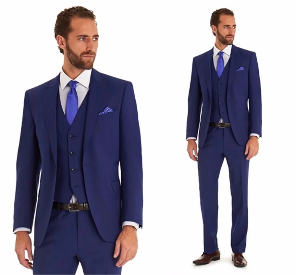 2017 Hot Sale navy Blue OneButton PeakLapel Men Suits CostumeSlim Fit ...