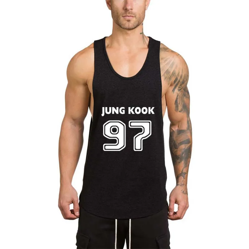 BTS JUNG KOOK 97 T Shirt Gym Singlet Men's Vests for Gym Sleeveless Shirt Tank top Running