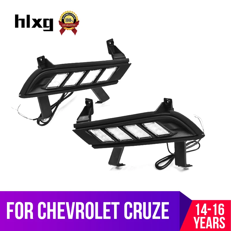 Hlxg светодиодный DRL дневные ходовые огни для Chevrolet Chevy Cruze 2014 2015 2016 с поворотным