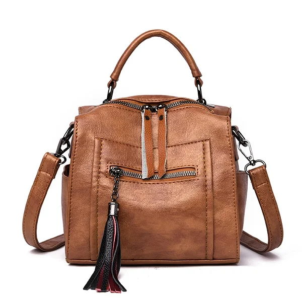 Mochila, новинка, многофункциональный женский рюкзак для путешествий, высокое качество, Женская Студенческая сумка через плечо, школьная сумка, кожаный мини рюкзак для девушек - Цвет: Brown