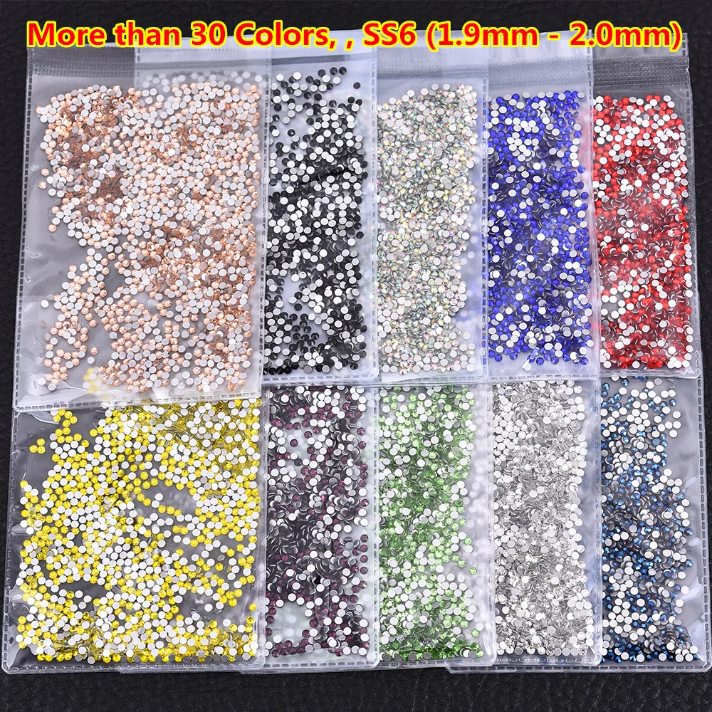 

More than 30 Colors 1440pcs 1.9mm-2mm ss6 Flatback Nail Rhinestones Mix Colors Nail Art Decoration Strass Crystal Nail Cristal