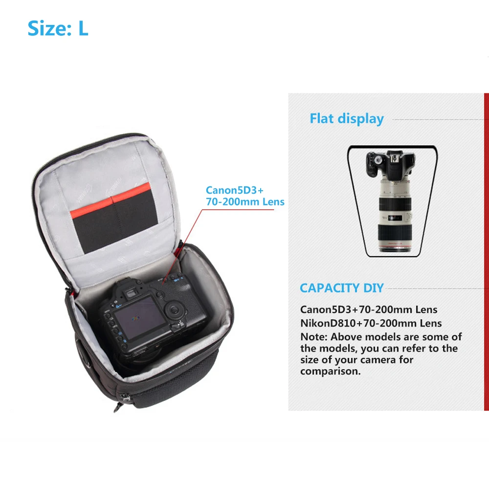 LXH водонепроницаемая сумка для камеры чехол для Canon 1DS 600D 1000D 50 DMARK II Nikon D7000 D100 D40 для объектива 18-55/24-70/70-200 мм