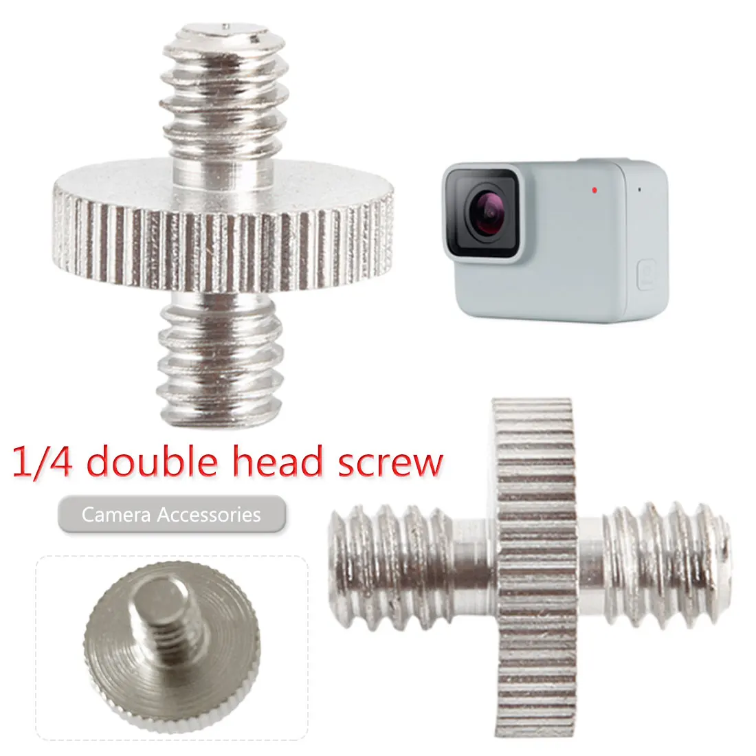 

Double-headed 1/4" Male to1/4" male Screw Thread Convert Adapter Tripod Plate Screw EB mount For DSLR Camera Tripod Ballhead