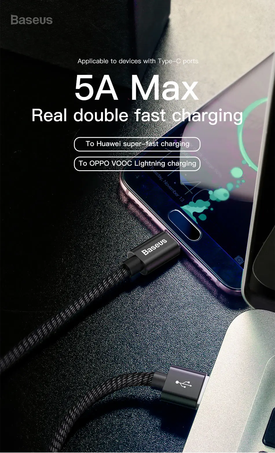 Baseus 5A Surpercharge usb type C кабель для huawei P30 Pro mate 30 Pro USB C кабель Qucik Charge 3,0 Быстрая зарядка для Xiaomi 8 9