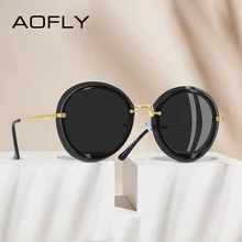 AOFLY, фирменный дизайн,, негабаритные круглые солнцезащитные очки, оттенки для женщин, модные женские поляризационные солнцезащитные очки, стиль UV400 A128