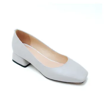 

Genuine Leather Med Heel Shoes Women Pumps Shoes Heel Women Spring Autumn Top Quality
