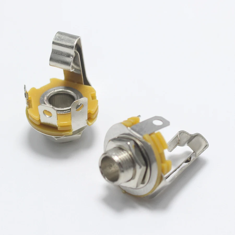 2pcs 6.35mm / 6.5mm 2 Pole Mono Plug jack with Switch Audio Female Connector 6.35 Welding Type Panel Socket | Обустройство дома