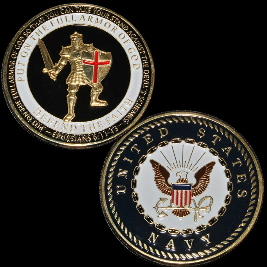 

NAVY ARMOR OF GOD DEFEND THE FAITH CHALLENGE COIN