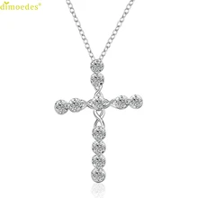Diomedes Newest Luxury Necklace Luxury Women Silver plated Crystal Rhinestone Cross Necklace Statement Chain Jewelry Necklaces