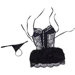 Черные сексуальные костюмы сексуальное нижнее белье красивое платье нижнее белье с открытой спиной кружевной комплект Эротическое белье +
