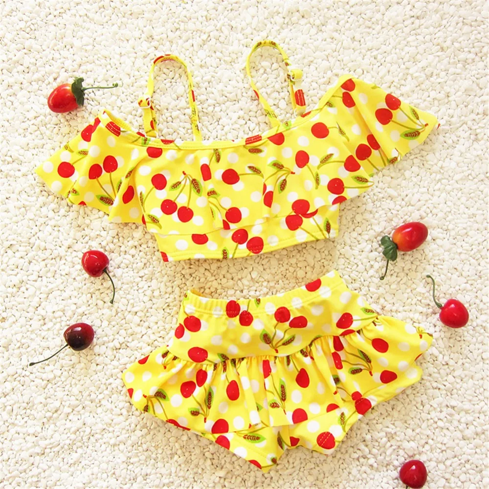 Dailiwei Baby Girls Lovely Cherry Print Swimwear Summer Beach Toddler