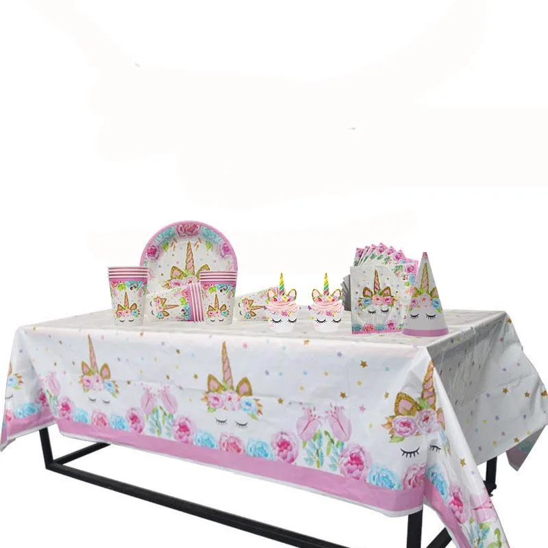 Unicorn Party Decoration Tableware Kit Kids Birthday Supplies Tablecloth Napkin Cup Plate Boy Girl Baby Shower Christening Decor | Дом и сад