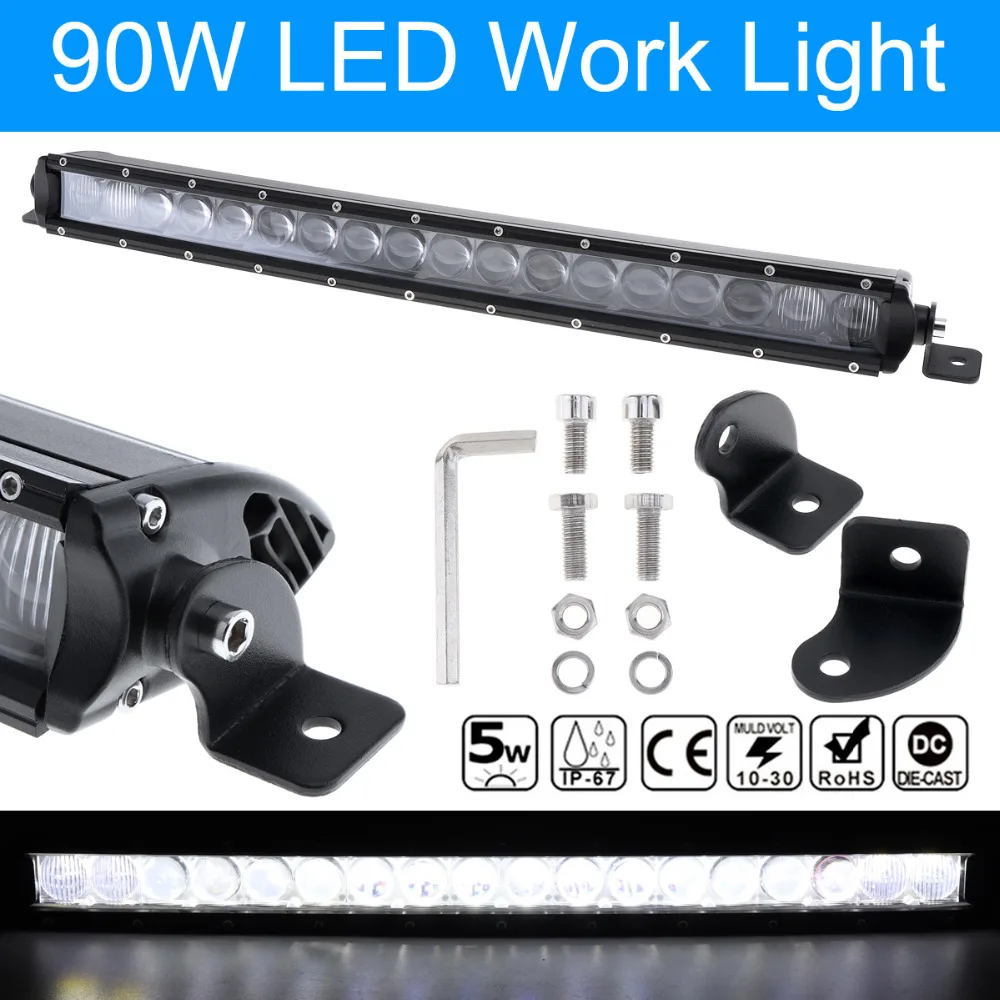 

18 Inch 90W Curved Car LED Work Light Bar 18x 4D Combo Offroad Driving Lamp for Off road Vehicle Truck SUV 4X4 4WD ATV Worklight