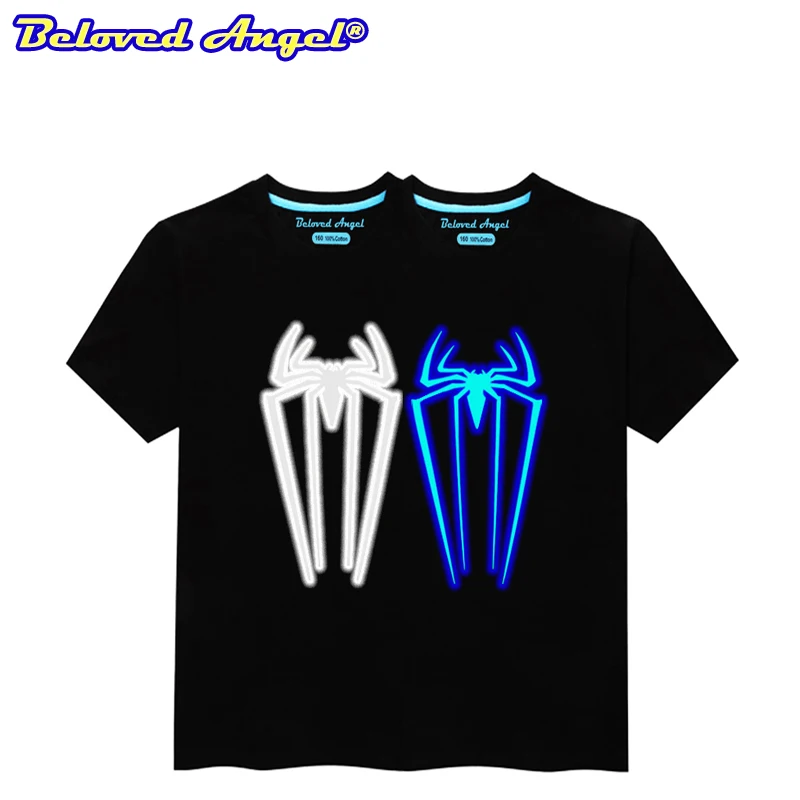 

Spiderman Summer Short Sleeves Tops T-Shirts For Boys Girls Tops Kids Luminous Tshirts Teenage T Shirt Children Girl Clothing