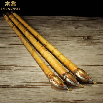 

2018 New Traditional Handmade Bamboo smoking pip straight copper mouthpiece tobacco pipe for classics gift al0022