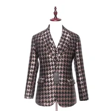 Модные мужские повседневная куртка Пиджаки для женщин коричневый Клетчатый узор тонкий шерстяной свадебные смокинг Бизнес вечерние пальто Две кнопки индивидуальный заказ