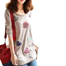 Camisetas Mujer 2016 Fashion Women Floral Print Loose fitting Female Long sleeved T shirt Pullover Large