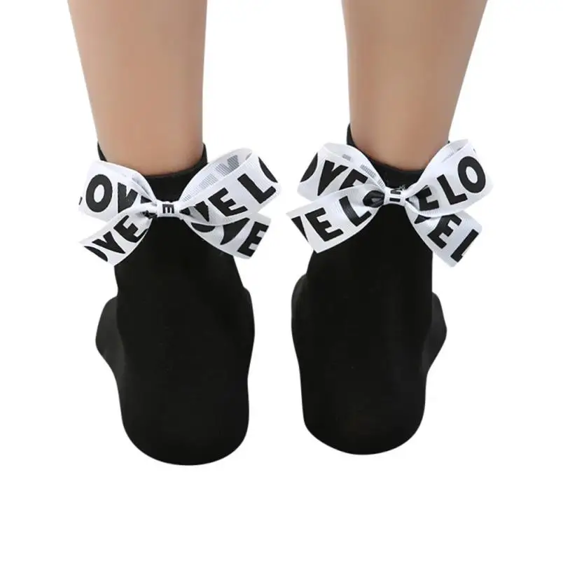 Модные женские хлопковые Гольфы с бантиком и надписью «Love» высококачественные удобные женские носки влагостойкие носки Hocoks Sokken