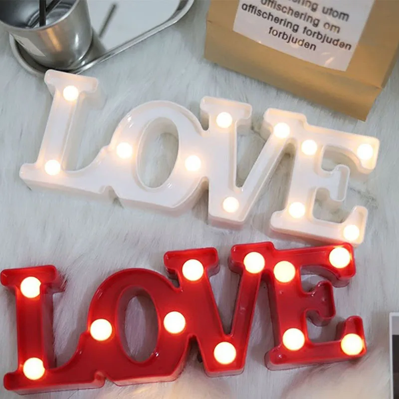 Led Romantic Love Shape Lights Valentines Day Decoration Night