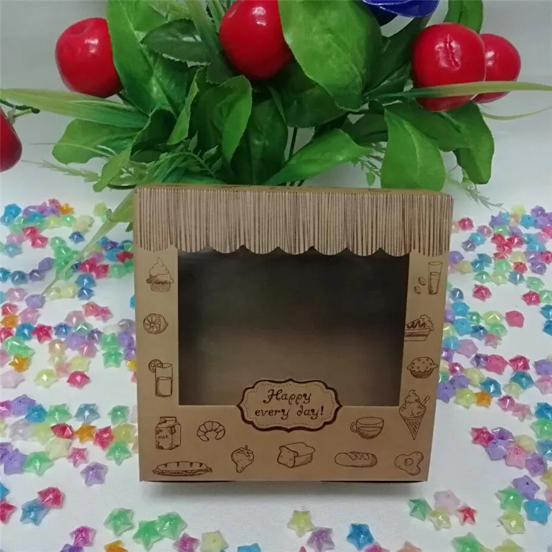 10 шт высокого качества, самодельная бумажная коробка для выпечки дял пищевых продуктов картонная коробка для кексов с прозрачным окном печенья Подарочная упаковка коробка для торта - Цвет: pastry