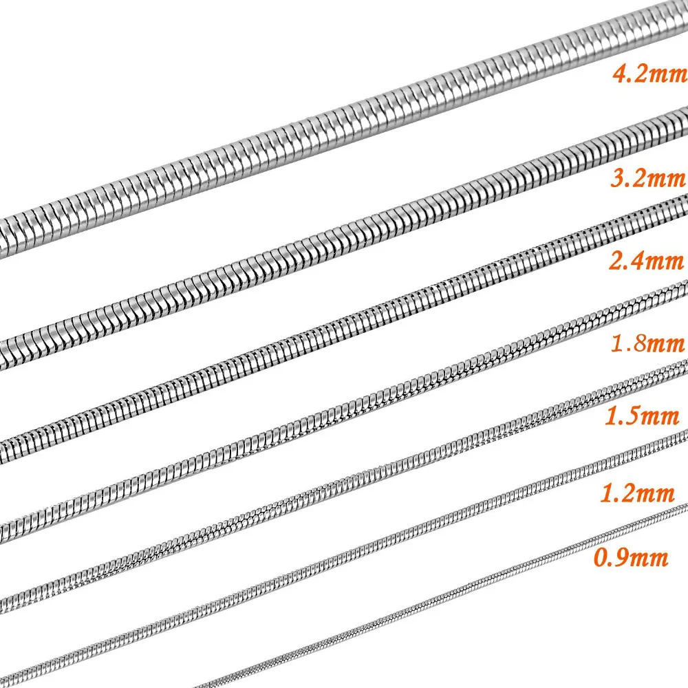 

1 piece 316 Stainless steel Round Snake Chain Men Women Necklace Jewelry