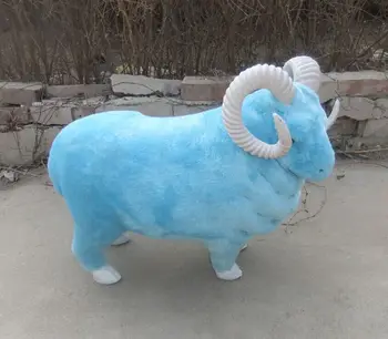 

simulation blue sheep toy lifelike& fur creative sheep doll gift about 50x40cm