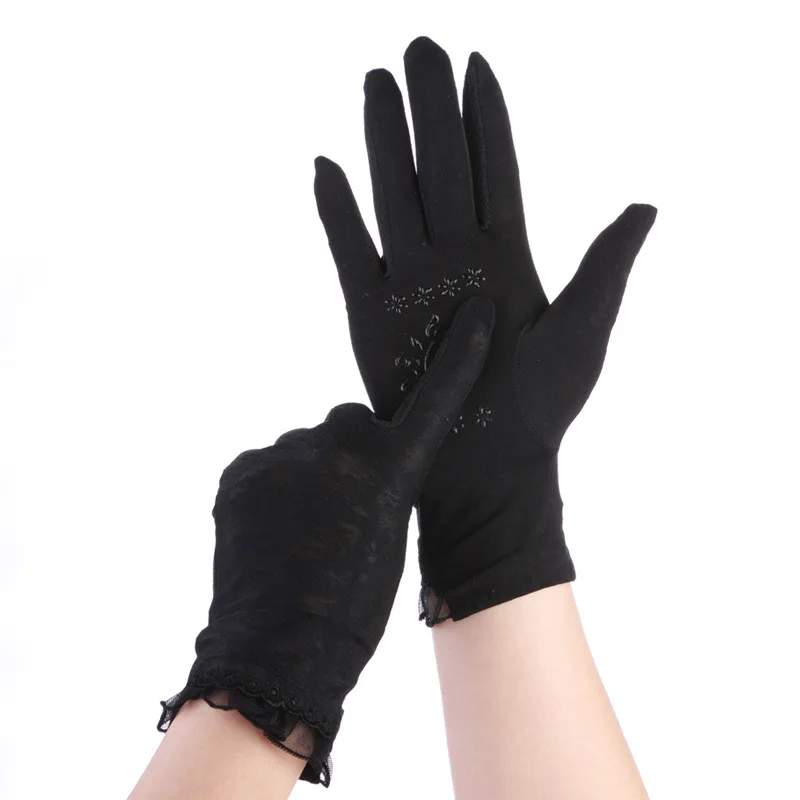 Новые розовые перчатки женские летние уличные солнцезащитные очки анти-УФ перчатки для вождения кружевные нескользящие перчатки для