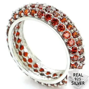 

23x23mm 4.5g Real 925 Solid Sterling Silver Luxury Top Red Blood Ruby CZ SheType Rings