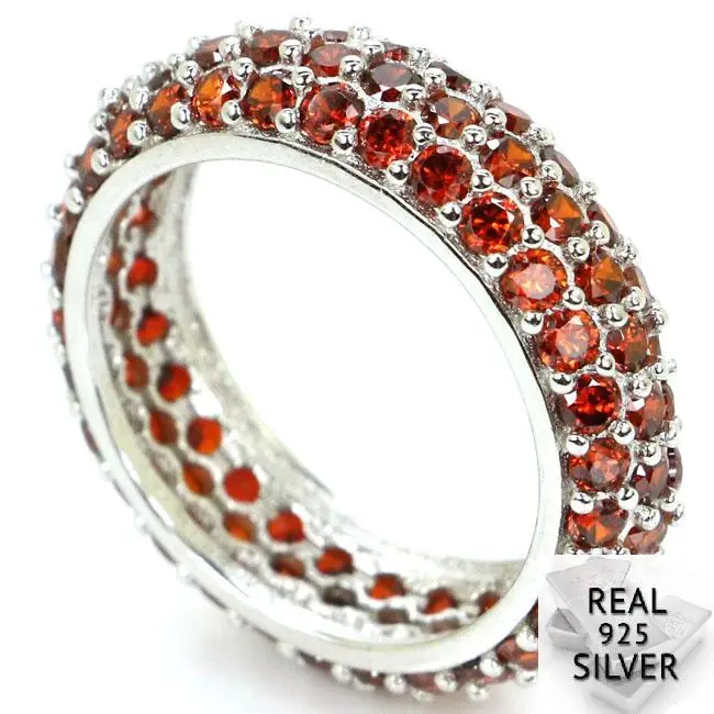 

4.5g Real 925 Solid Sterling Silver Luxury Top Red Blood Ruby CZ SheType Rings US 7.0# 23x23mm
