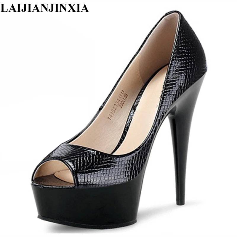 LAIJIANJINXIA/черные Весенние Новые пикантные женские туфли-лодочки для танцев на шесте туфли на платформе и высоком каблуке 15 см вечерние туфли