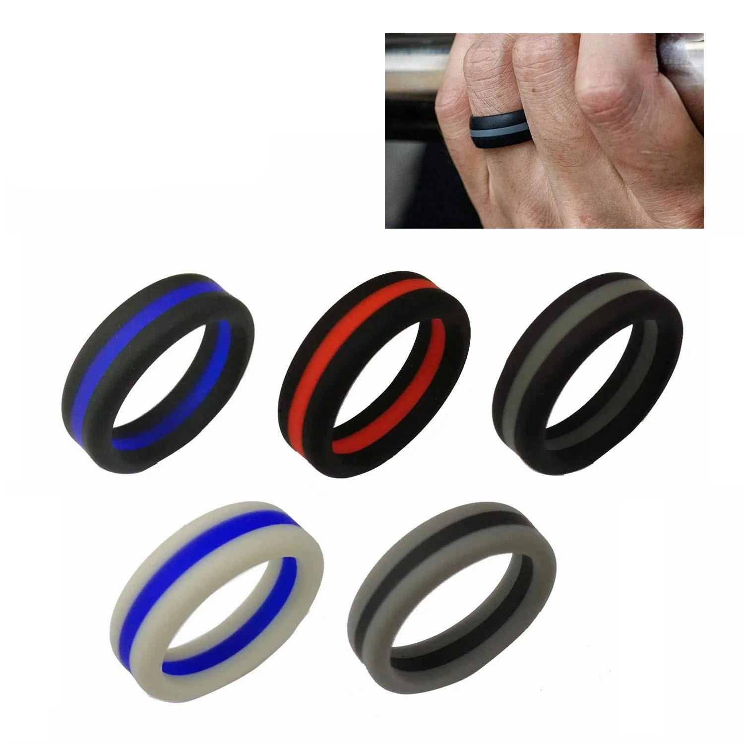 Silicone Wedding Ring,Silicone Wedding Band for Men,Tire Style Silicone
