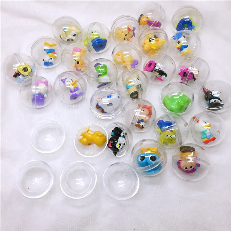 10 шт./лот 28 мм диаметр прозрачный пластиковый мяч капсулы игрушки с внутренней резины или пластиковые фигурки Куклы для Торговый Автомат Игрушка