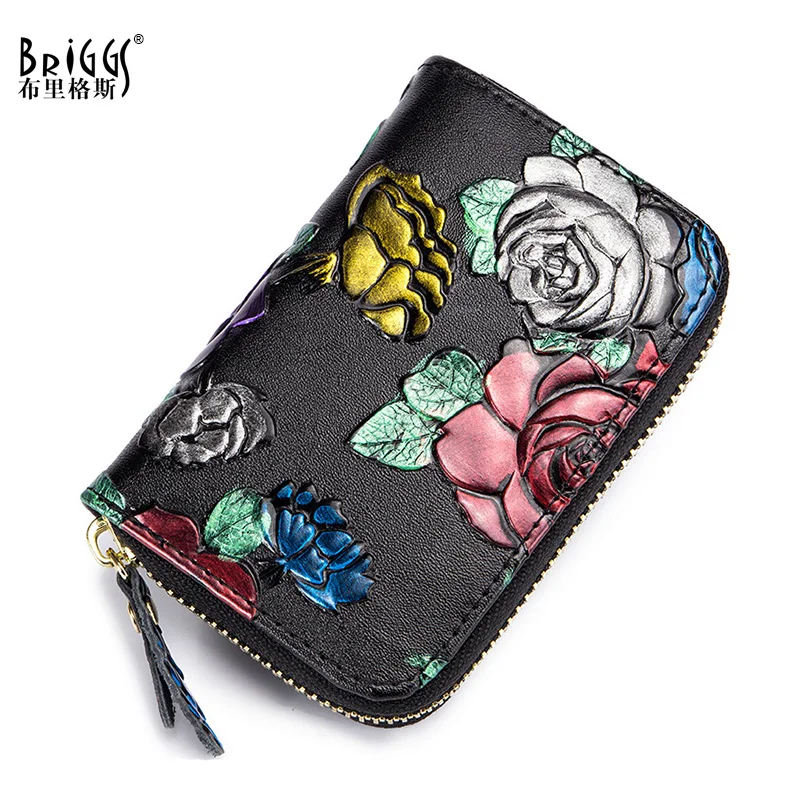 

BRIGGS Vintage Genuine Leather Women Wallets And Purses Female Small Business Credit Card Holder Coin Purse Clutch Money Bag