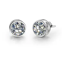 2CT подлинные модные серьги Moissanite свадебные украшения круглый лабораторный Алмаз серьги-гвоздики с муассанитом серьги для женщин Твердые 18 К белого золота