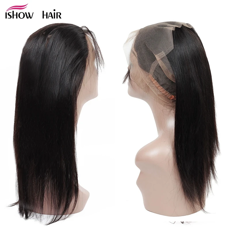 

Ishow 360 Lace Frontal Closure Pre Plucked With Baby Hair Brazilian Straight Non Remy Human Hair Natural Black 8-22inch Closure