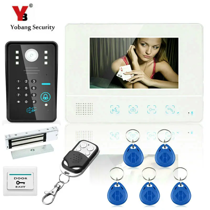 Yobangsecurity 7 "inch lcd RFID пароль телефон видео домофон Системы wth ИК-Камера удаленного Система контроля доступа Замок
