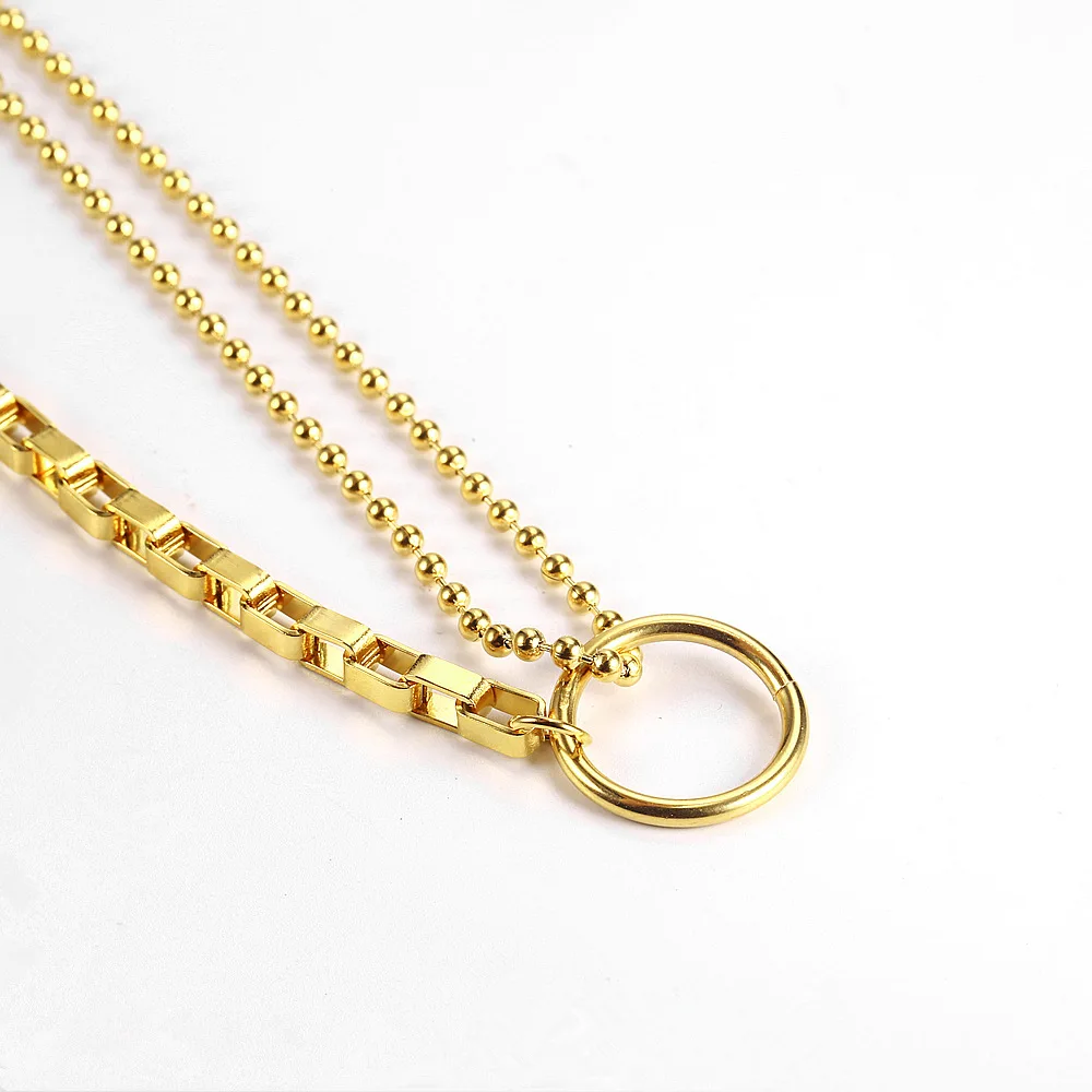 Stainless Steel Gold Circle Bead Choker 