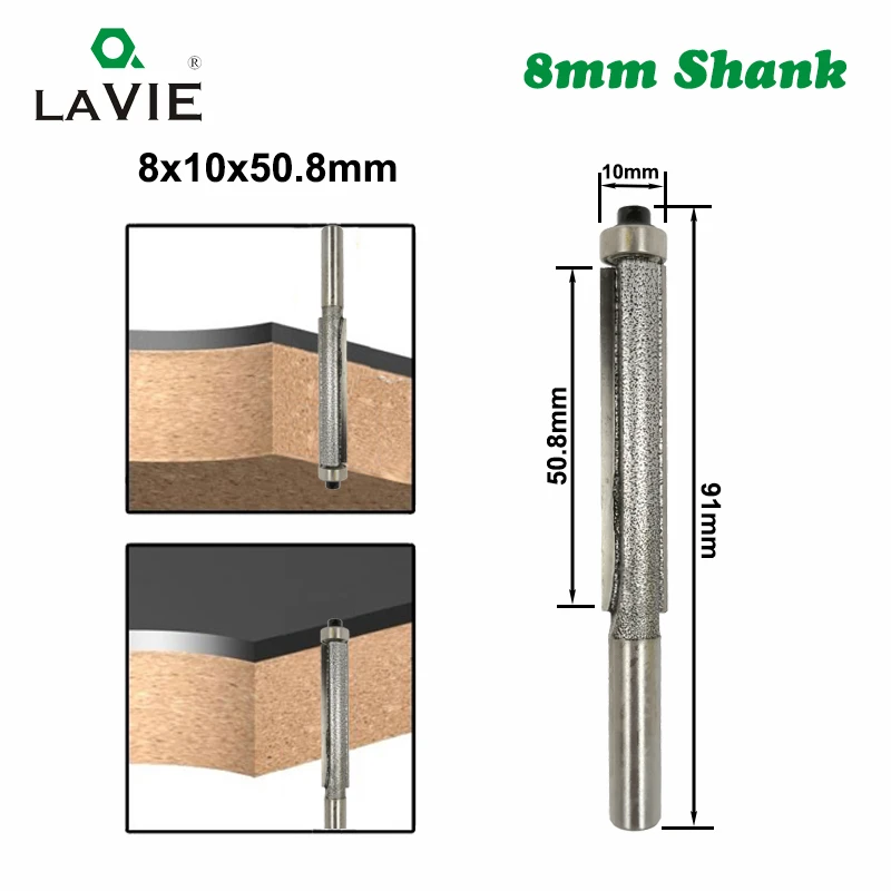 Size : NO1 1pc 8mm Shank 2-1/2 Blade Extra Long Flush Trim Wood Router Bit WHF-WUJIN 