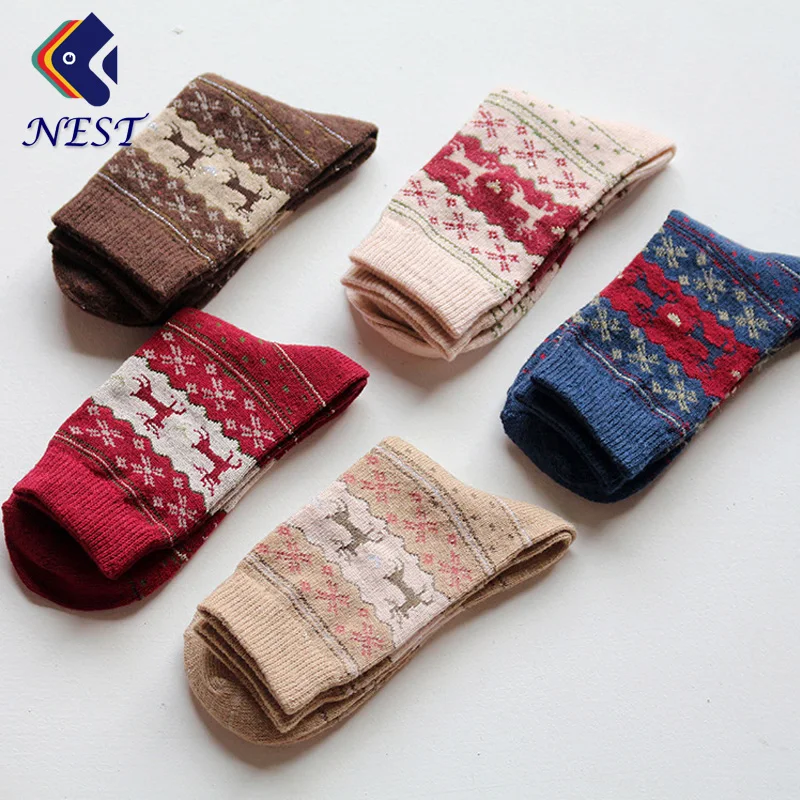 Nest Female 5 Pairs/Lot Autumn Winter Wool Cotton Socks Set Women Keep Warm Free Size Cute Cartoon Socks Short Christmas Socks Nest Female 5 Pairs/Lot Autumn Winter Wool Cotton Socks Set Women Keep Warm Free Size Cute Cartoon Socks Short Christmas Socks