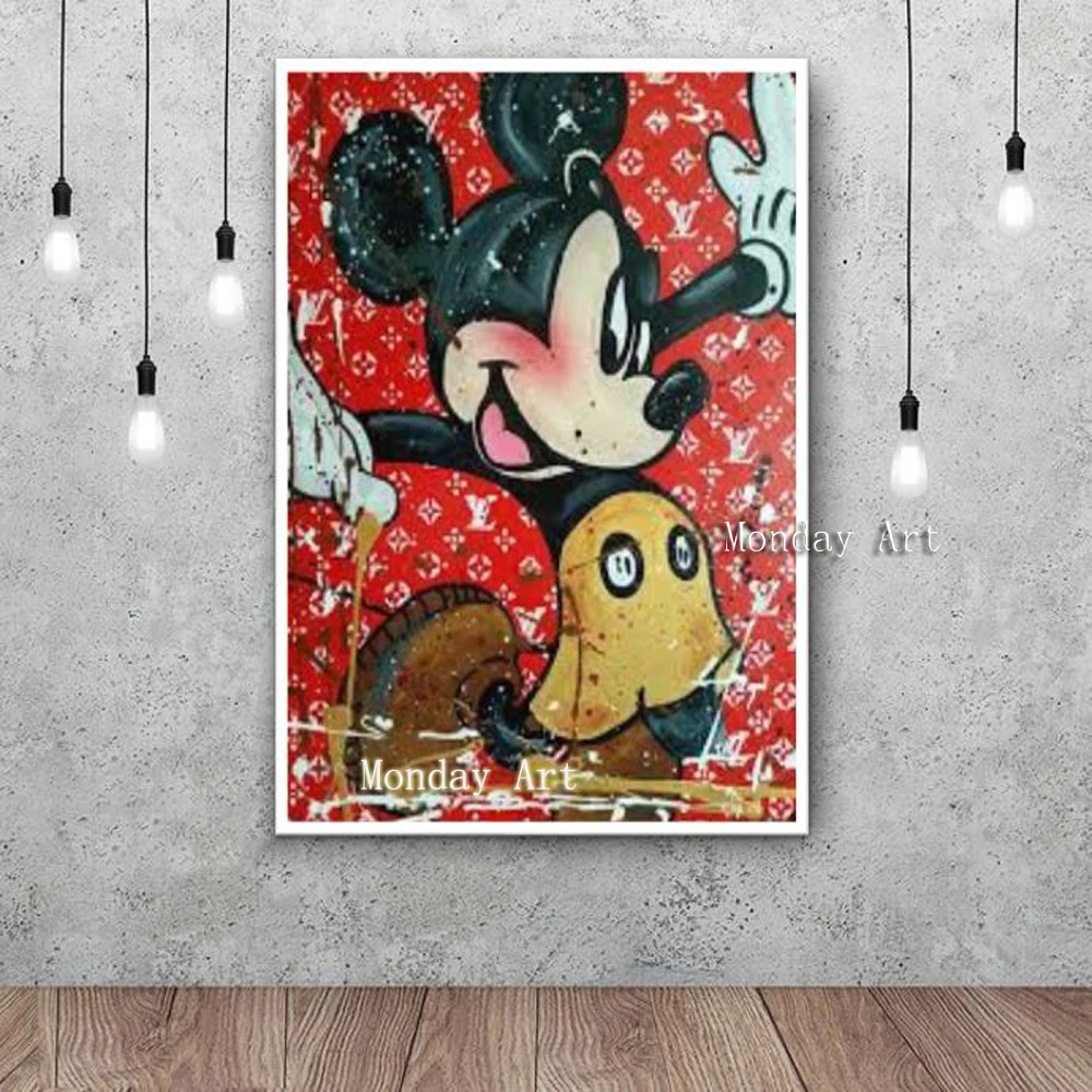 PP Hot-sale-hand-painted-graffiti-art-carton-alec-monopoly-on-canvas-painting-good-for-bedroom-decoration