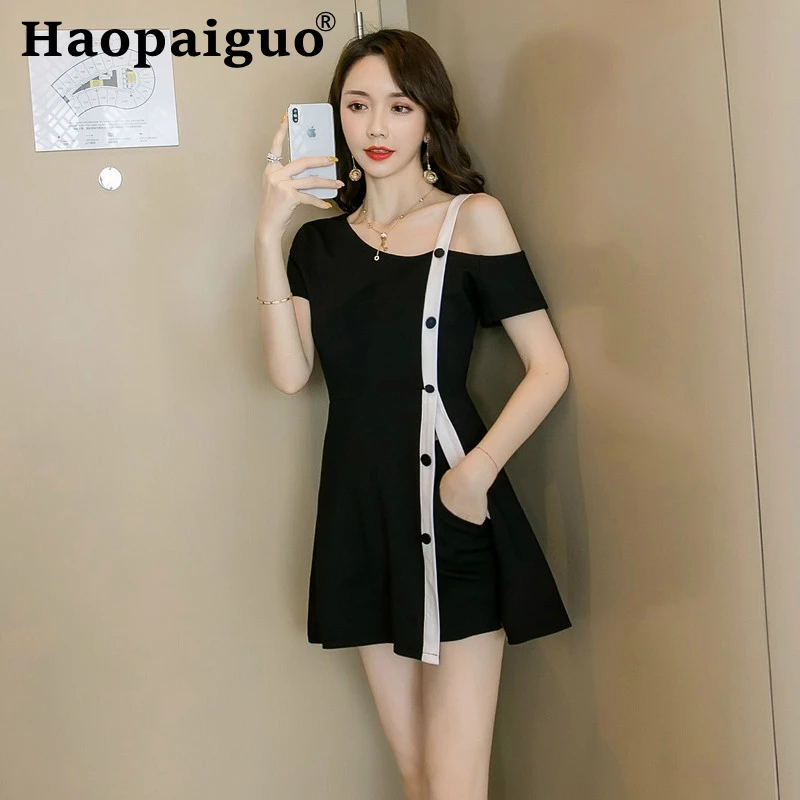 

Plus Size 2019 Summer Elegant Two Piece Set Short Sleeve Mini Dress and Casual Short Pants for Women 2 Piece Set Singer Button