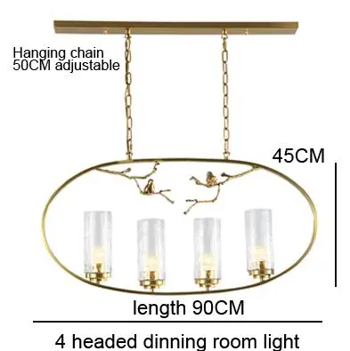 Птичье гнездо Золотой светодиодный подвесной светильник-люстра Подвесная стеклянная медный канделябр светильник светодиодный светильник для фойе гостиной - Цвет абажура: 4 headed light