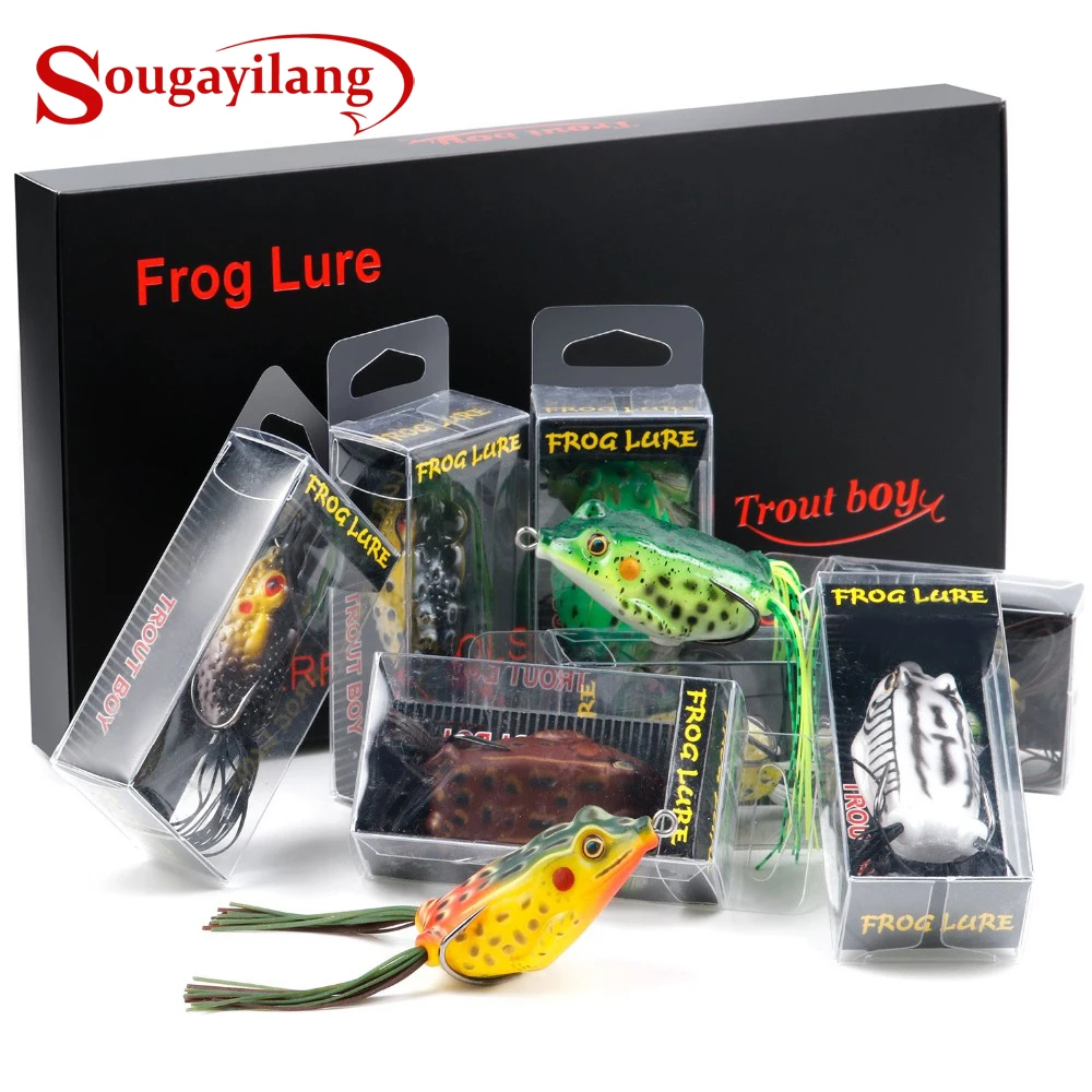 

TROUTBOY 6Pcs or 9Pcs Frog Fishing Lure Hollow Body Frog Topwater Soft Baits Lures for Bass Pike Snakehead Dogfish Musky