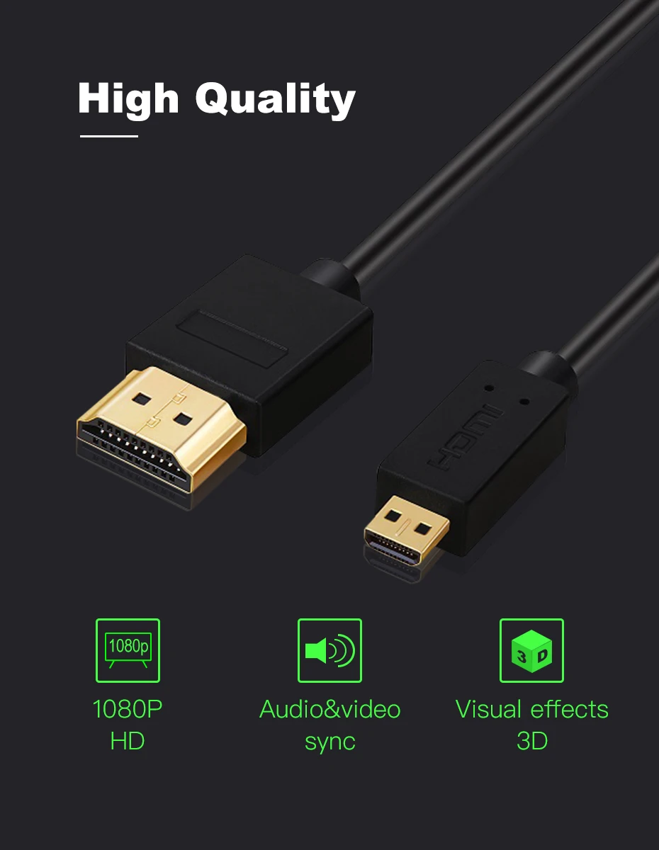 Lungfish микро HDMI к HDMI кабель 2,0 3D 4k 1080P Высокоскоростной HDMI кабель адаптер 1 м 1,5 м 2 м 3 м для HDTV PS3 xbox PC камеры